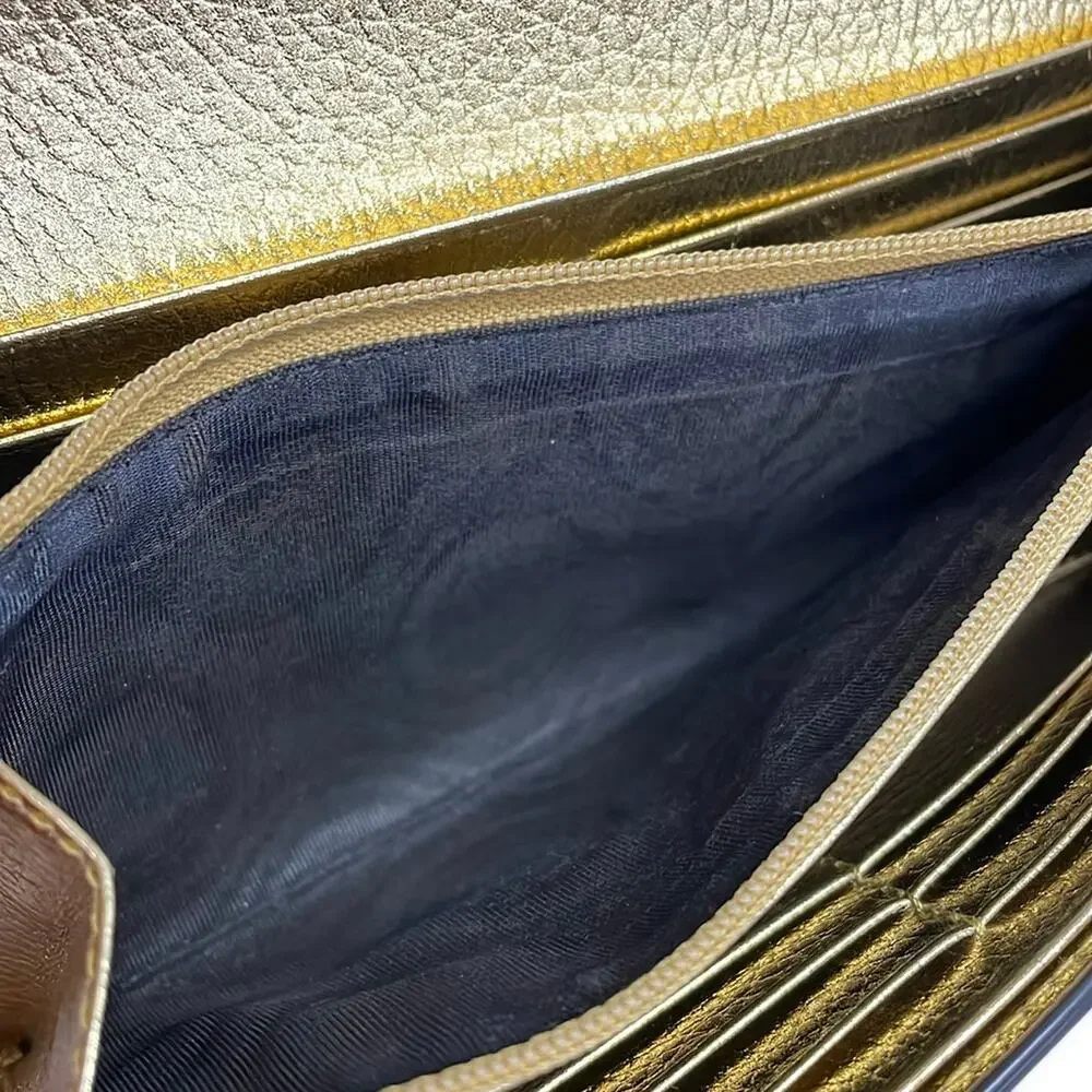 Gucci GG Marmont Long Wallet 456116 Gold Beige Dark Brown Leather PVC - Picture 5 of 8